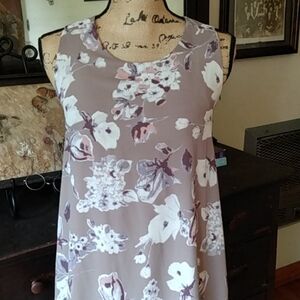 Peach Love California Grey Cream & Purple Floral Dress